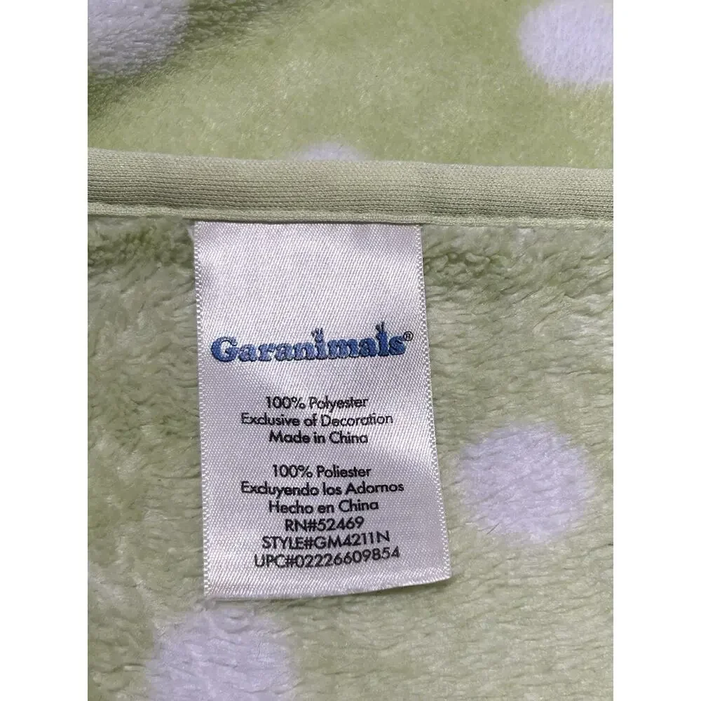 Garanimals Green White Polka Dot “Sweet Baby” Monkey Bird Fleece Blanket